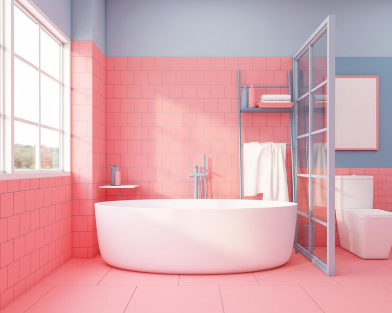 desain kamar mandi pink