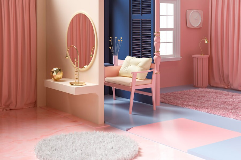desain kamar pink elegan