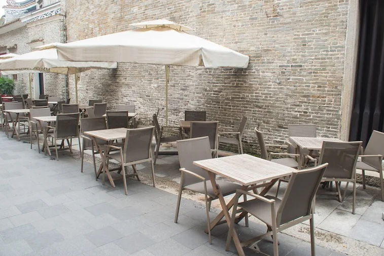 Cafe Outdoor Halaman Rumah Dinding Bata