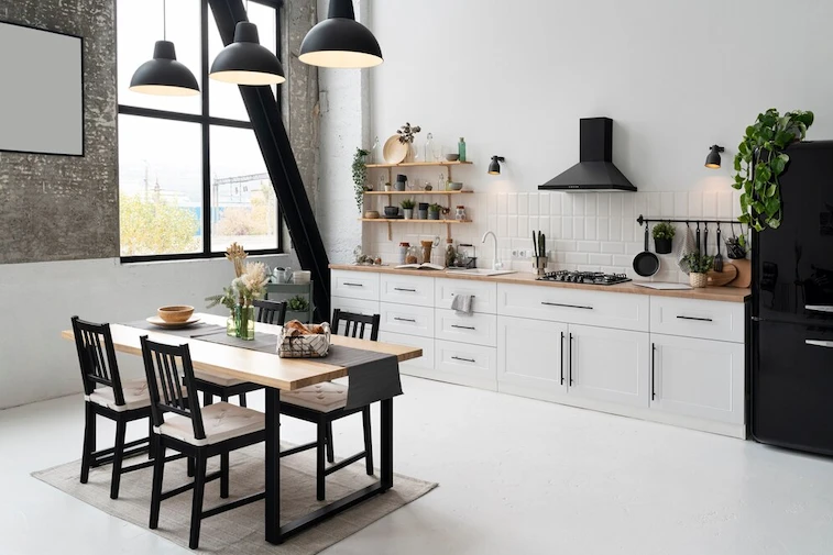Desain Dapur Kering Monokrom