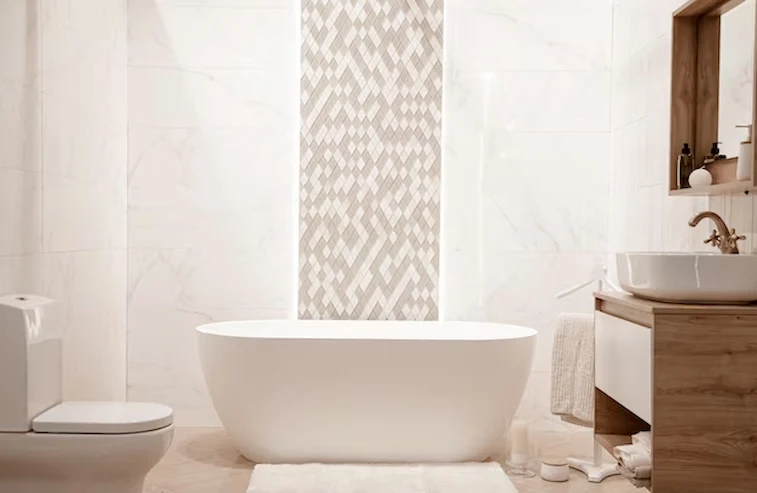 Desain Kamar Mandi Estetik dengan Tekstur