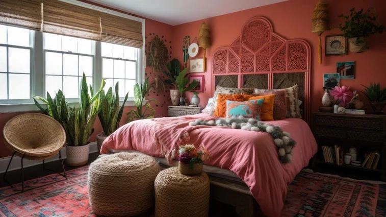 Desain Kamar Pink dengan Sentuhan Art Deco
