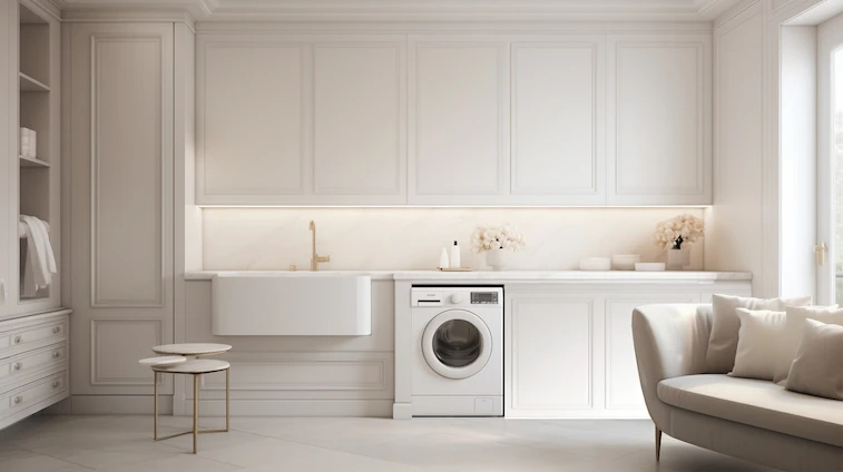 Desain Laundry Room Minimalis dengan Kabinet Atas