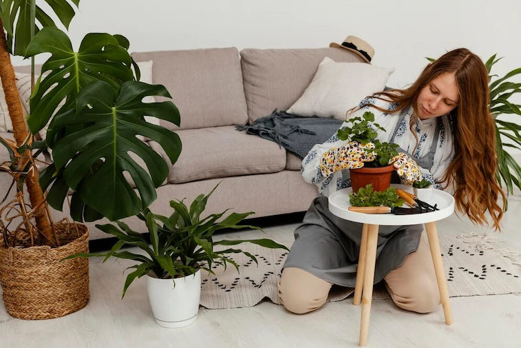 Desain Ruang Keluarga Minimalis dengan Tanaman Indoor