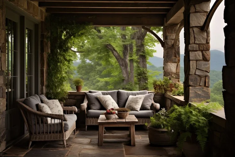 Desain Ruang Tamu Outdoor dengan Konsep Natural