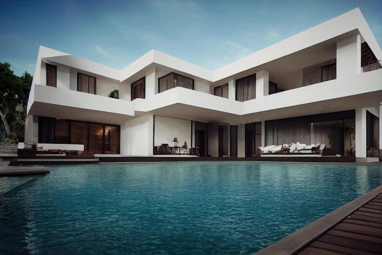 Desain Rumah Leter L dengan Cat Warna Putih