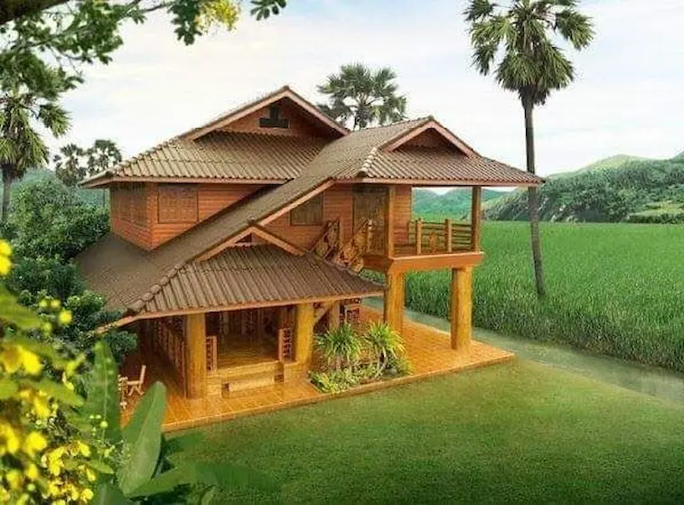Desain Rumah Panggung Minimalis Dekat Sawah