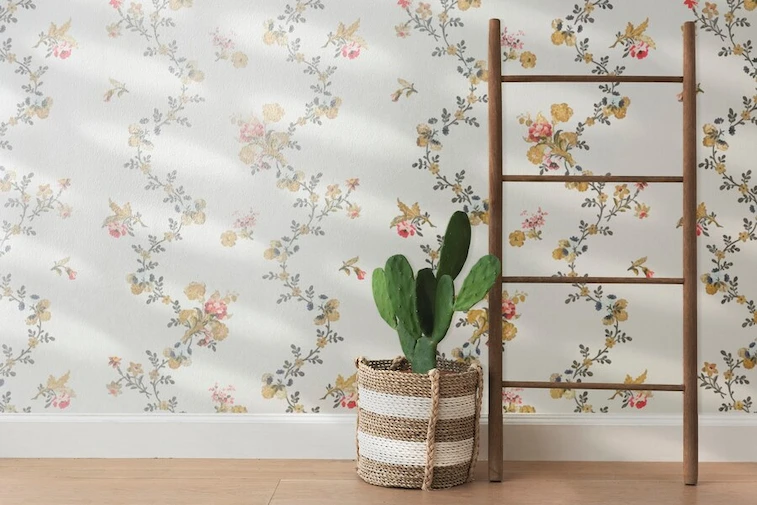 Desain Wallpaper Dinding Kamar Motif Bunga