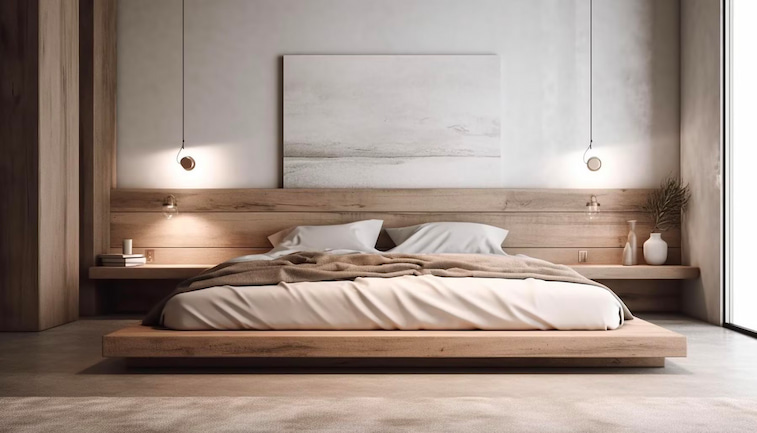 Kamar Industrial Minimalis dengan Lampu Gantung