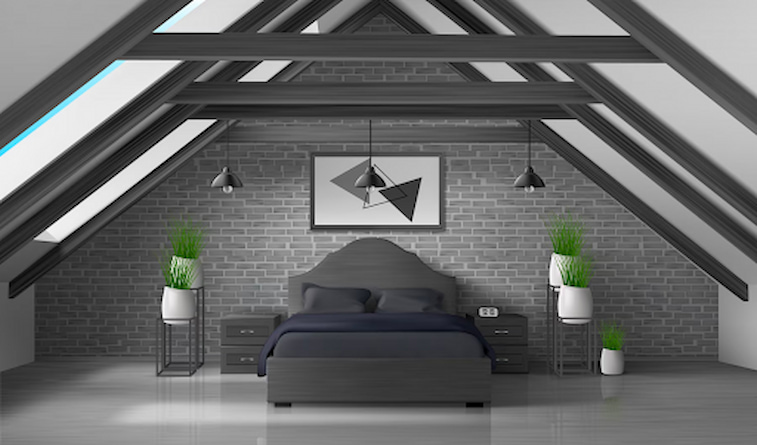 Kamar Minimalis dengan Batu Bata Industrial
