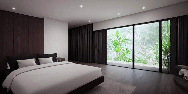 Kamar Tidur Monokrom Serba Hitam