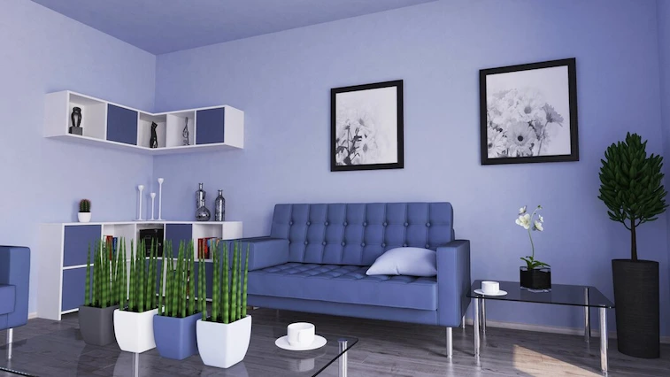 Perpaduan Cat Warna Ungu dan Biru Tua