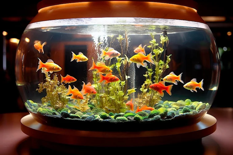 Ruang Tamu dengan Aquarium Melengkung