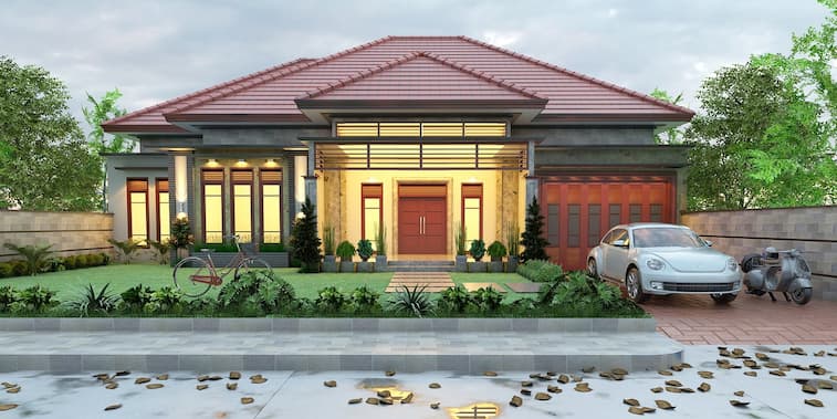 Teras Memanjang ke Samping Desain Modern